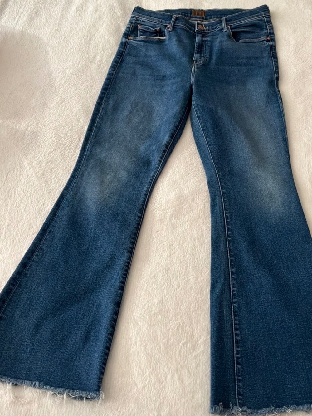 MOTHER Denim The Doozy Fray High-Rise wide-Leg Flare Jeans Size 32